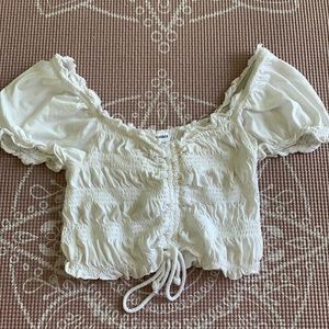Garage White scrunch crop top